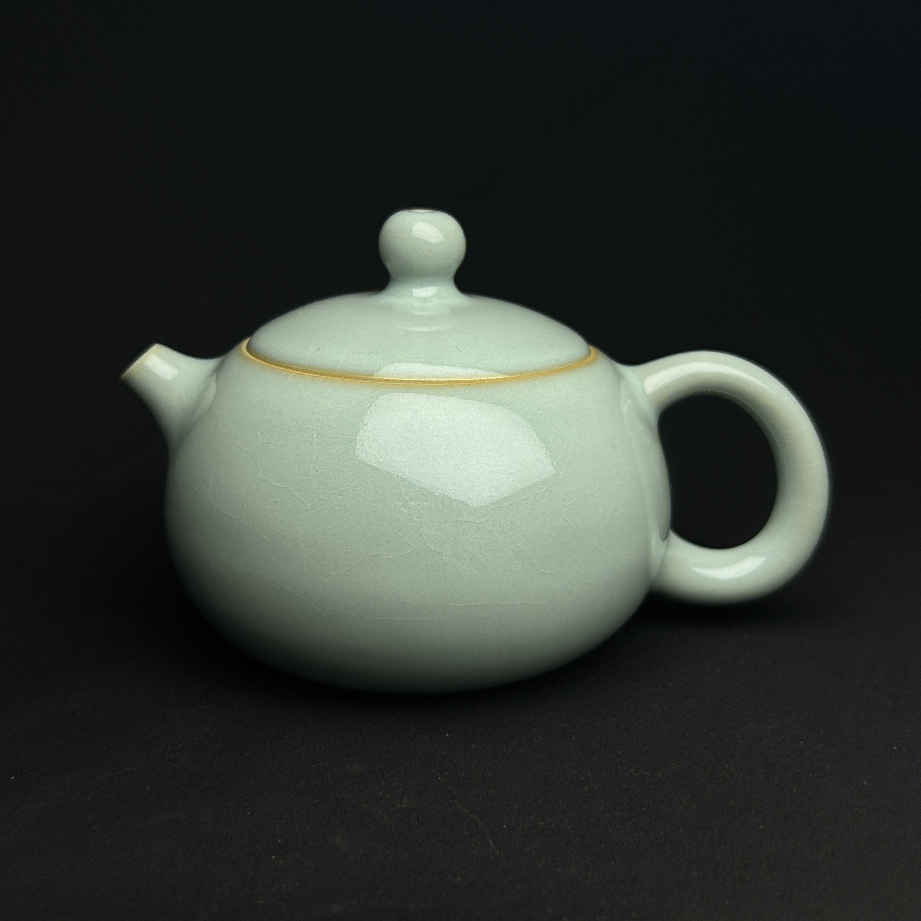 【赵琳】西施壶支钉满釉天青色省工大师作品原矿汝瓷家用