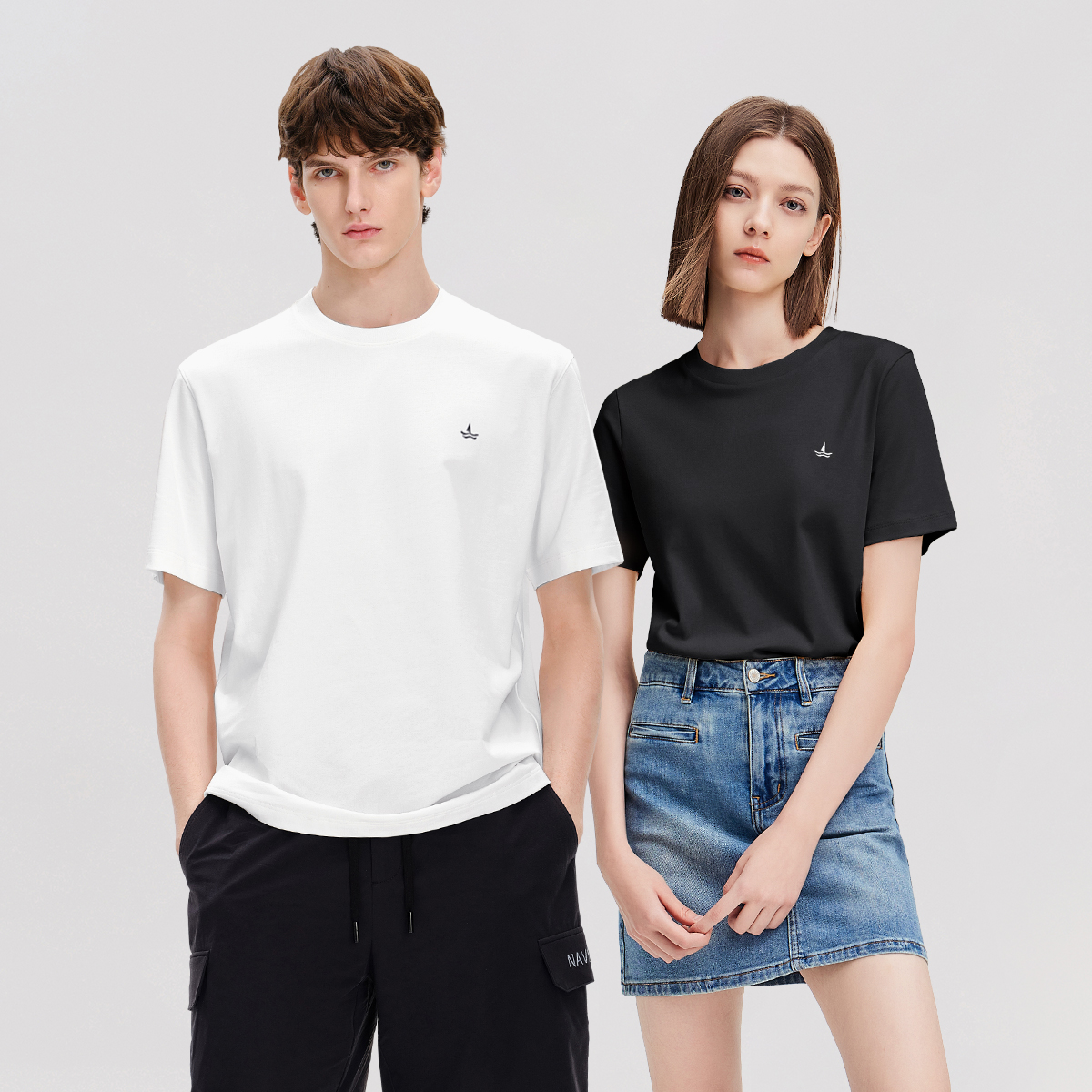 [凉感冰川棉]navigare意大利小帆船短袖T恤男女同款简约圆领上衣