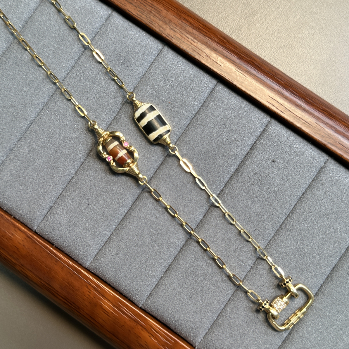 18k古珠项链 太角链 60长