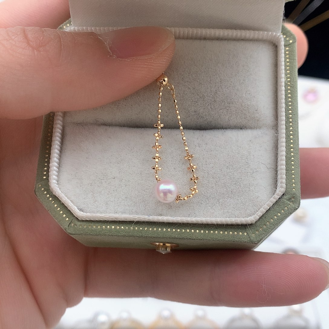 海水珍珠5-6mm ak仙女链戒指18K金镶嵌