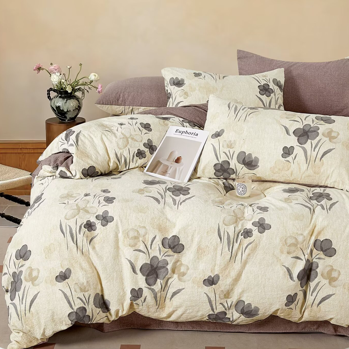 原麻亚麻保暖冬被 加厚透气舒适保暖透气印花双面