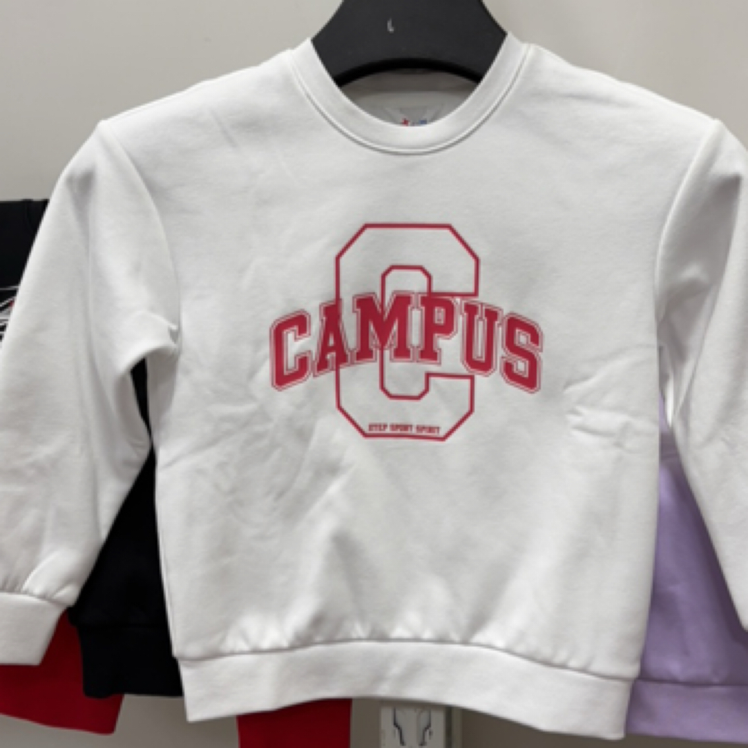 特步儿童套头加绒卫衣字母209239