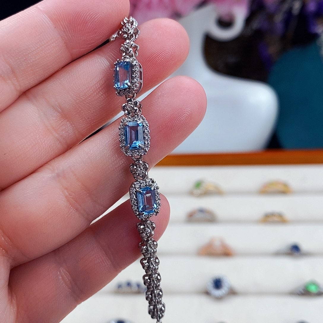 托帕石手链银S925镶嵌