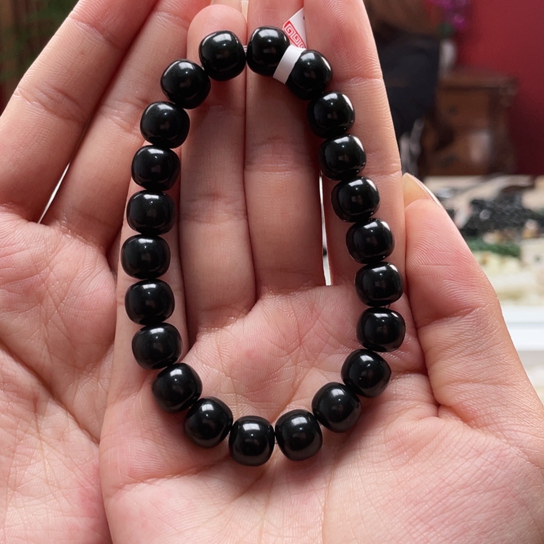 18K金镶嵌手链和田玉新疆和田玉黑老9/10