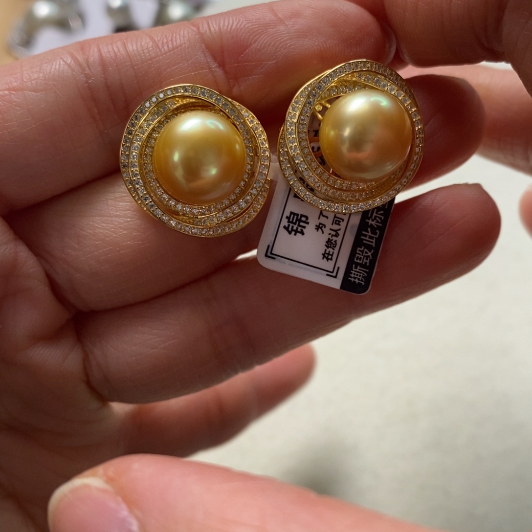 海水珍珠耳饰银S925镶嵌