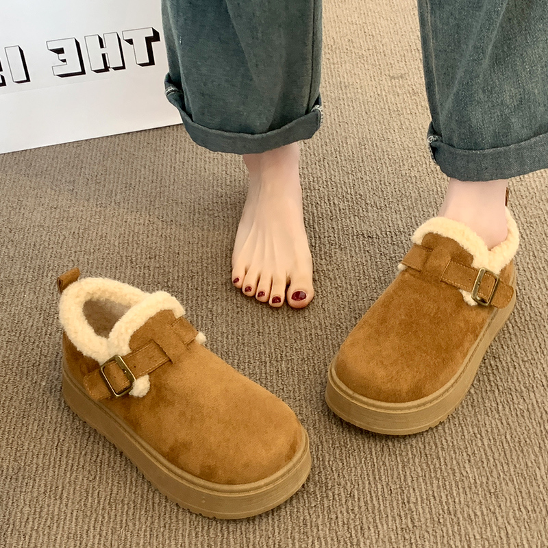 厚底雪地脚蹬勃肯鞋子冬季加绒保暖2025新款棉鞋一脚蹬防滑雪地靴