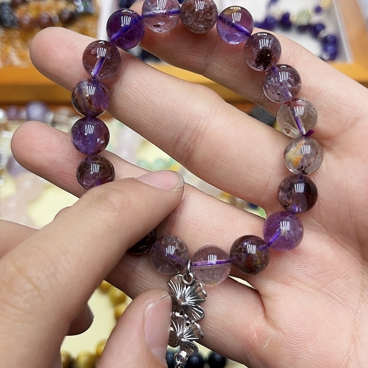 水晶手链银S925镶嵌紫幽灵