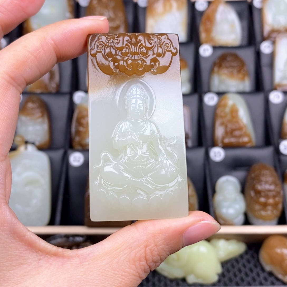 和田玉颈饰未镶嵌竹**雨