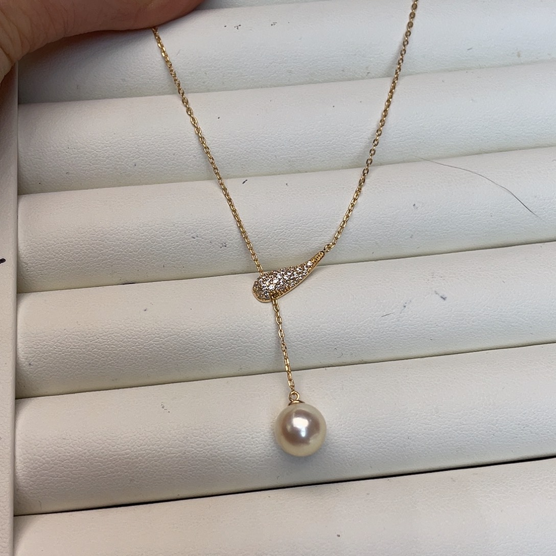 项链银S925镶嵌海水珍珠