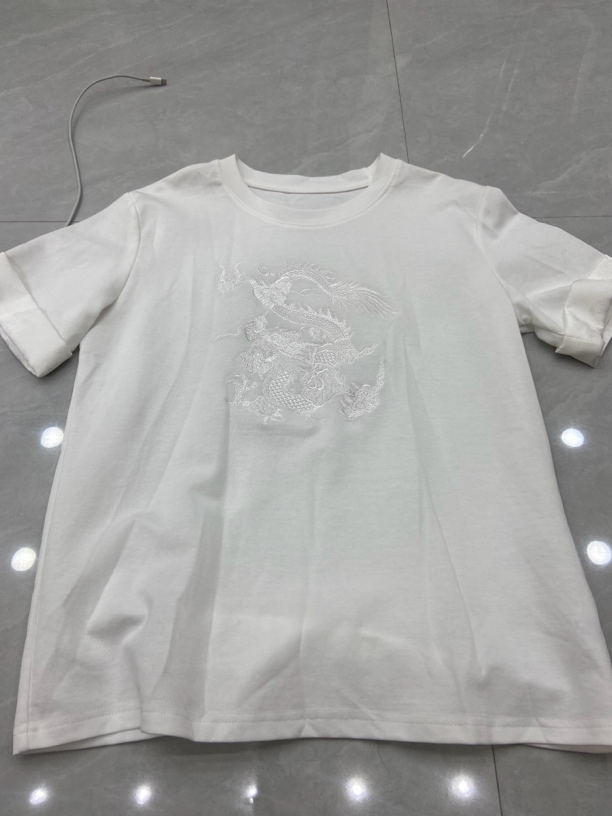 龙刺绣印花短袖 新中式