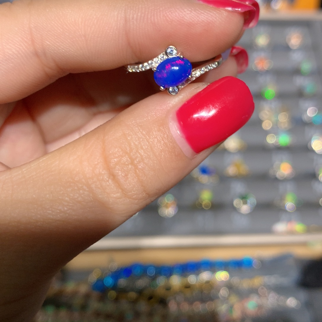 银S925镶嵌欧泊欧泊福利戒指l