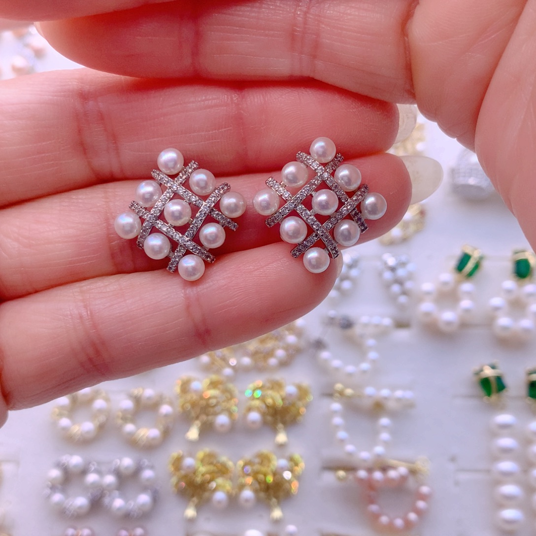 耳饰合金淡水珍珠