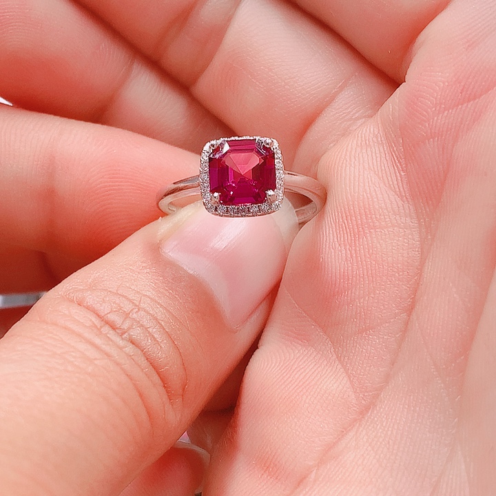 石榴石戒指银S925镶嵌7✖️7