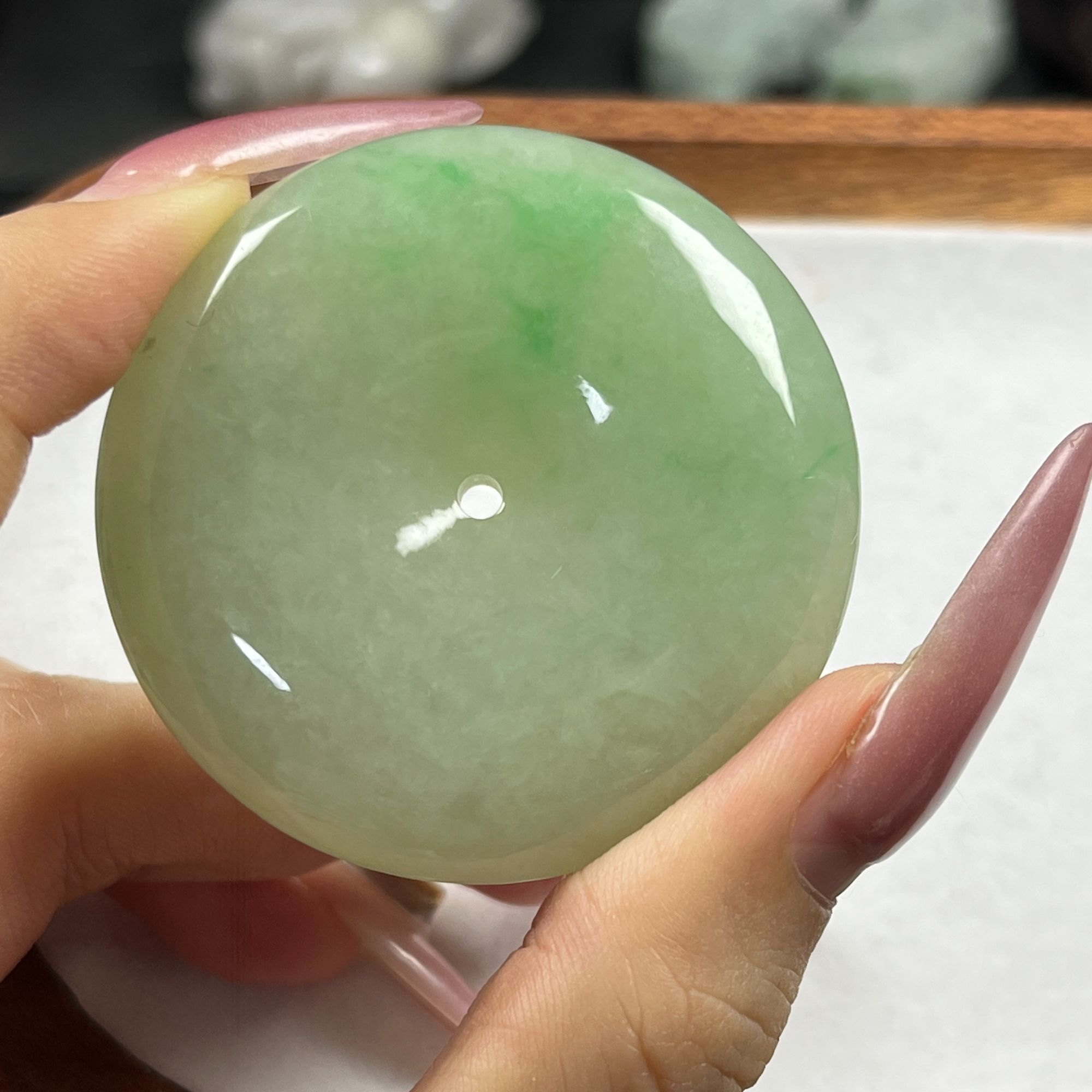 平安扣糯冰阳绿厚庄带证书送礼自用缅甸翡翠吊坠挂件