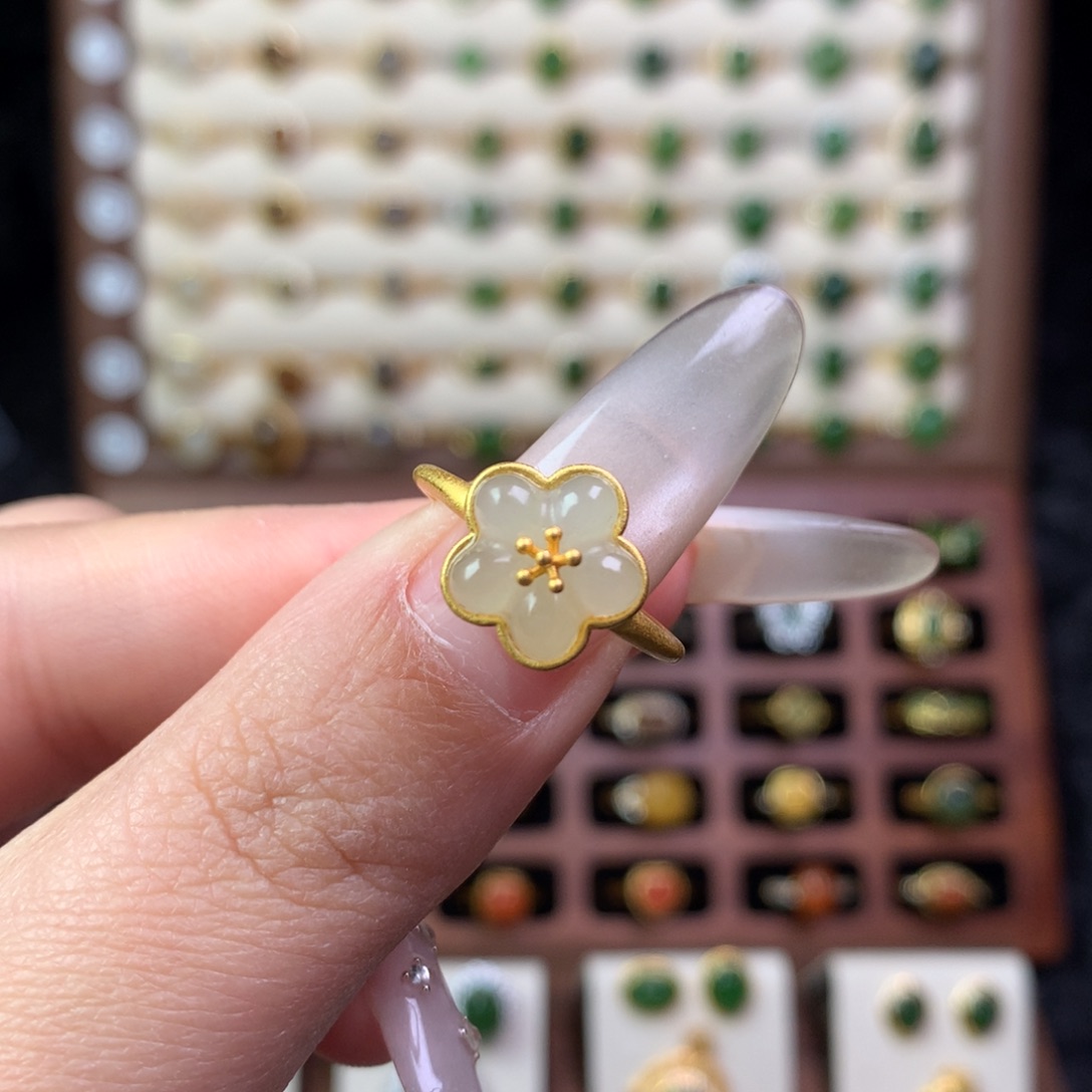 和田玉银S925镶嵌戒指