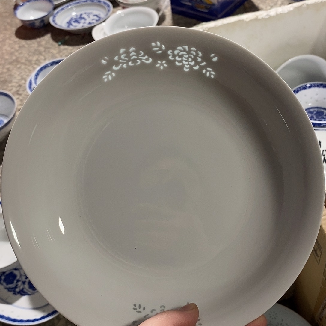 摆件陶8寸高温玲珑瓷盘2支