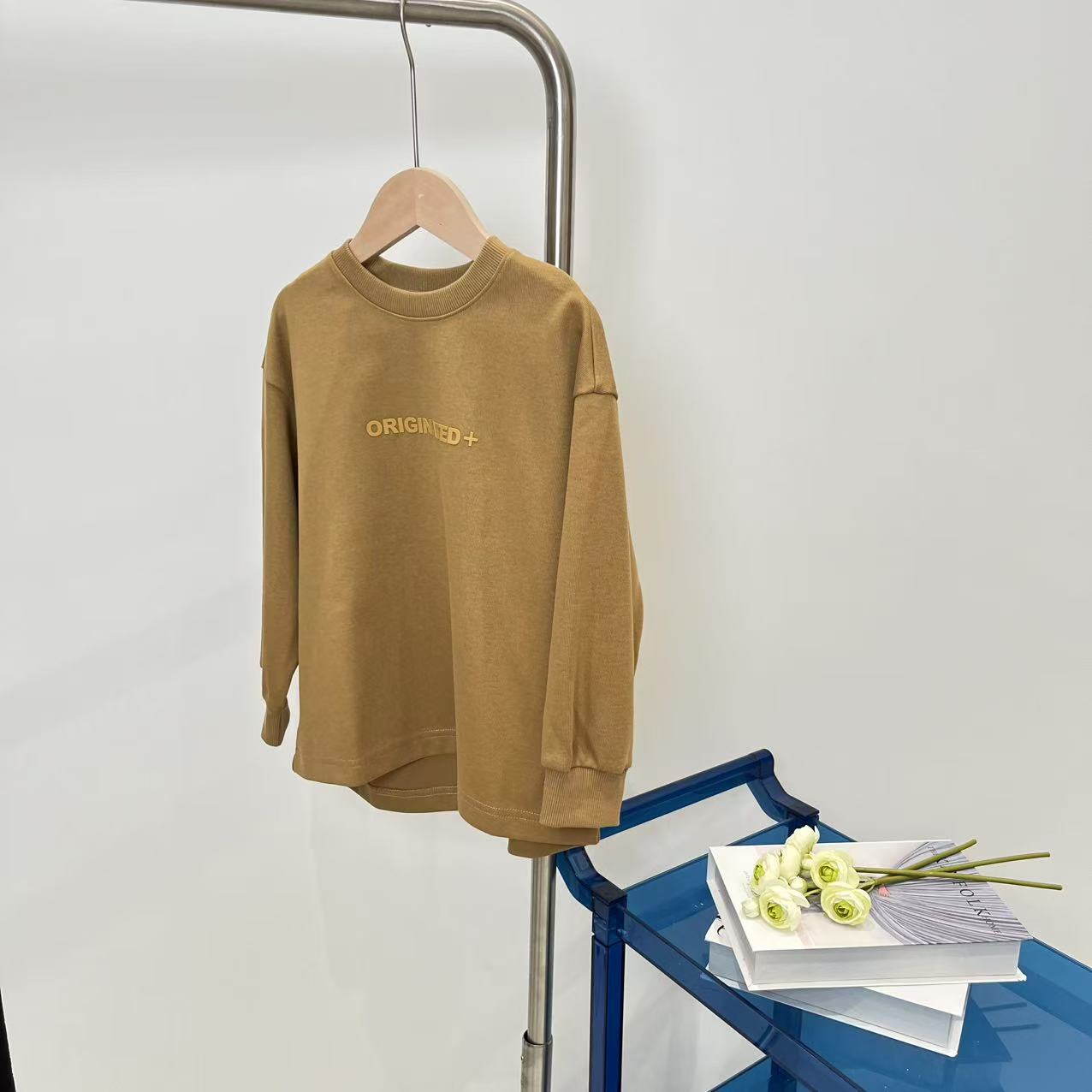 秋冬男童女童长袖圆领T恤中卡其色 1501卓系