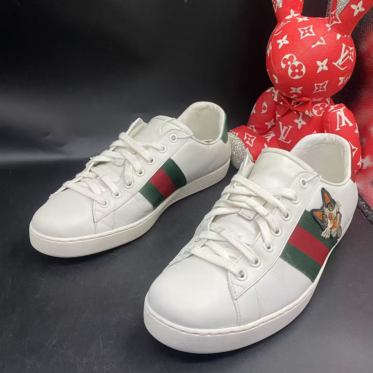 95新 GUCCI/古驰 【聚星福利】ACE系列白色法斗板鞋42.5欧码ddm1120