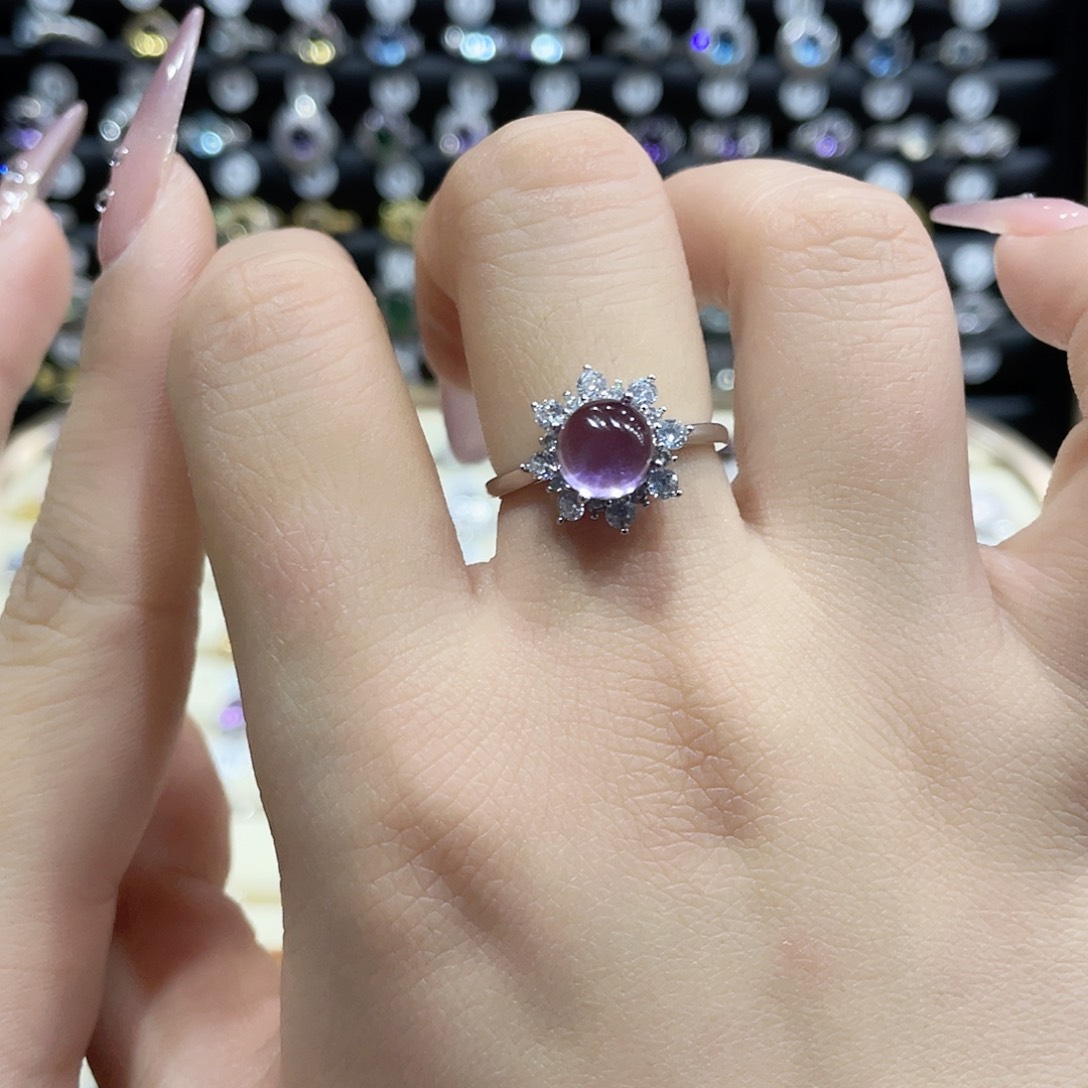 紫晶戒指银S925镶嵌戒指