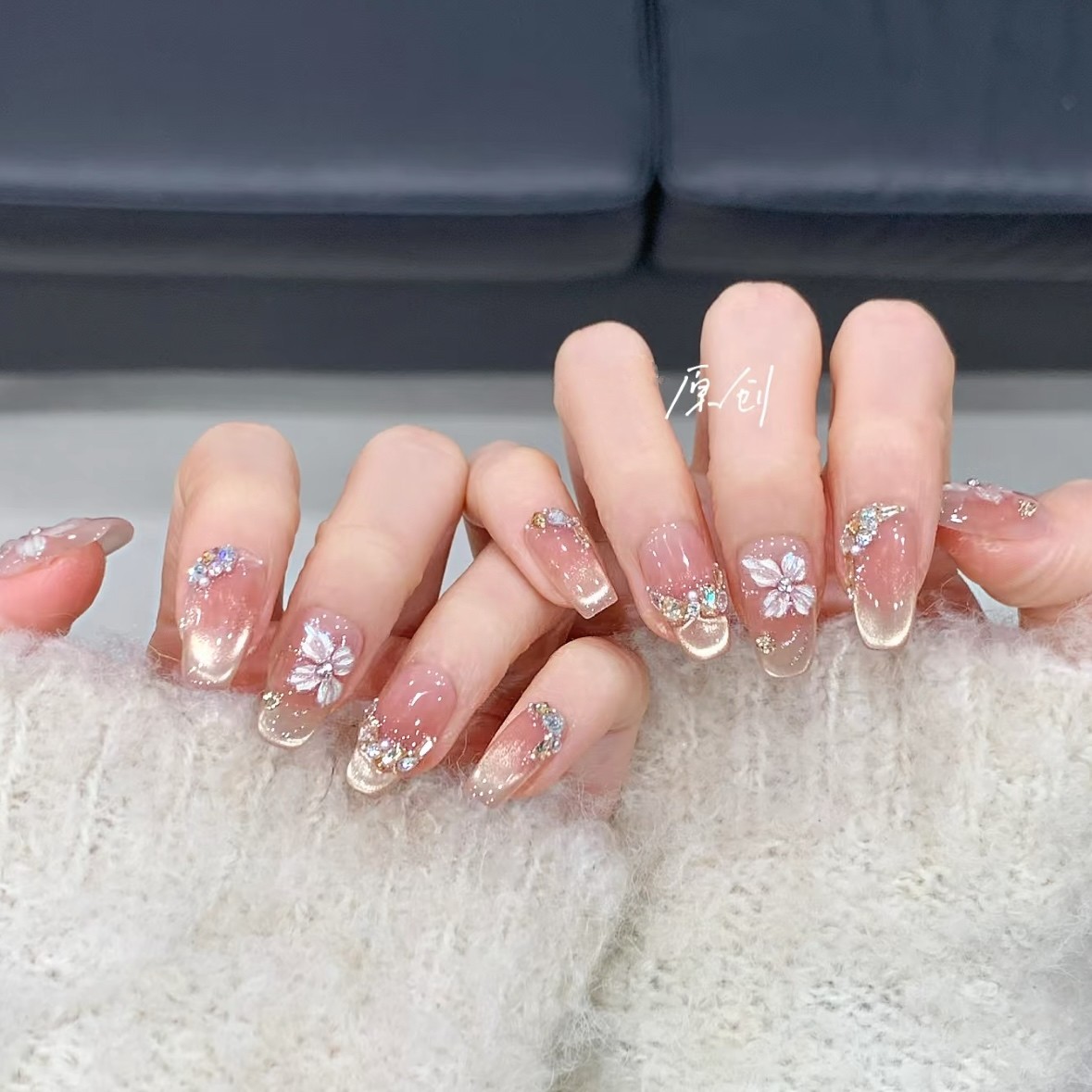 【花瓣月影】手工穿戴甲10片装可拆卸宠粉爆款气质美甲贴