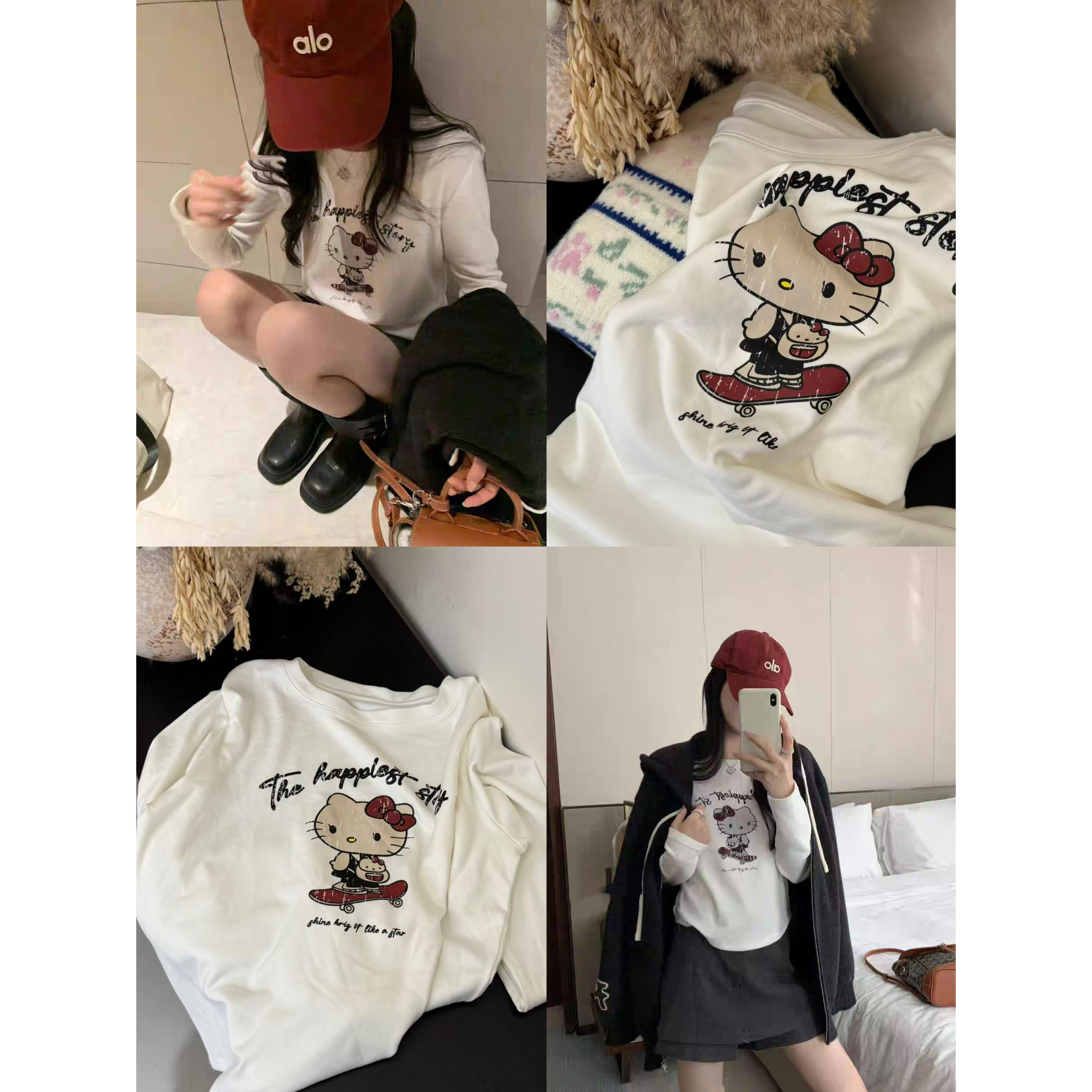 81157 磨毛～韩系百搭卡通印花加绒长袖设计师潮牌T恤