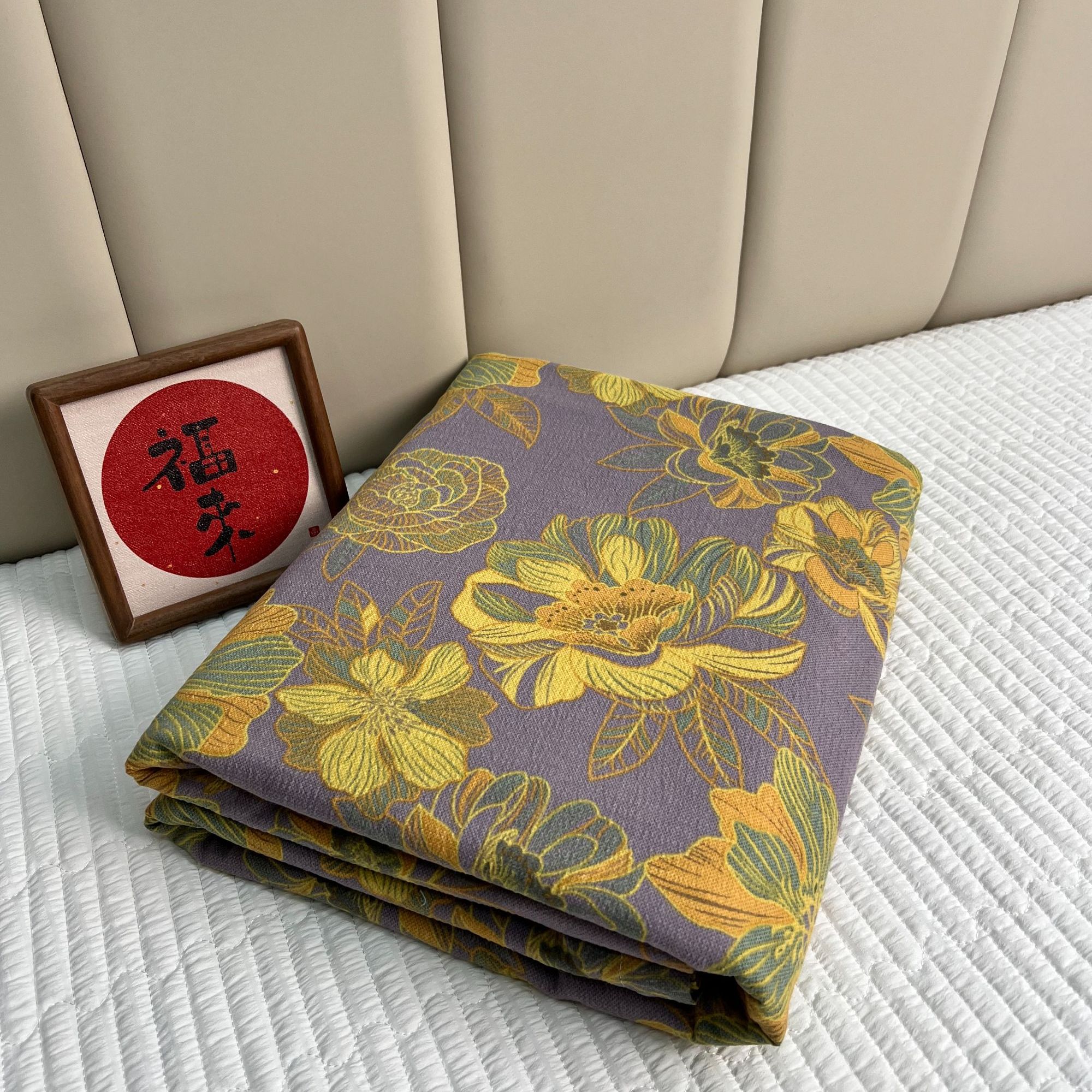 色织双层纱亲肤被罩透气柔软双面款A类面料-金彩花韵