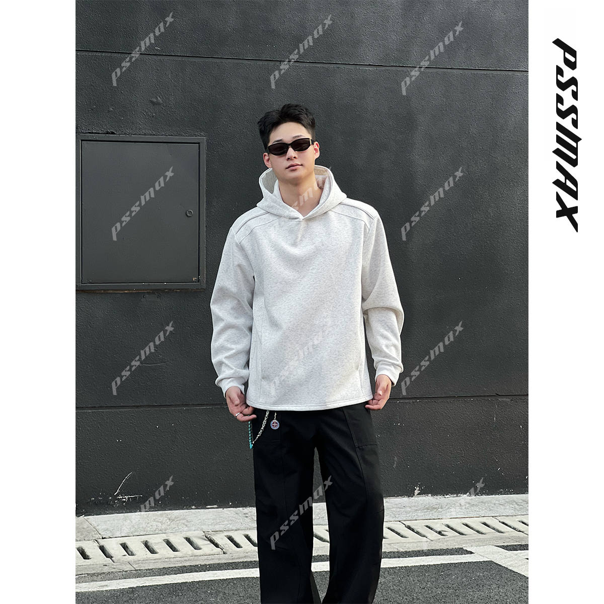 【现货】胖俗俗pssmax【重磅金属拉链肩线】2025早秋新款休闲套头卫衣