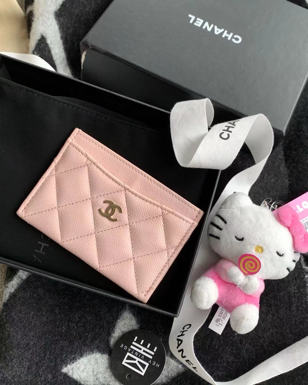 95新 Chanel/香奈儿 樱花粉色卡包11cm芯片款 17740452