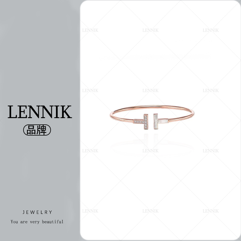 合金合成锆石手镯  lennik/lennik-轻奢高级百搭双T手镯