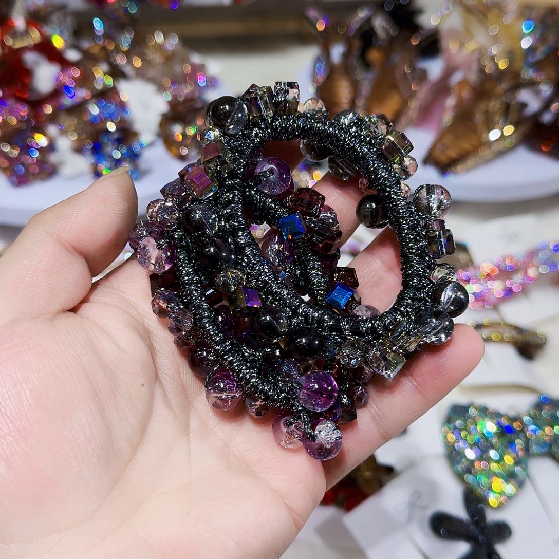 布艺非金属粗皮筋2根咖色紫色