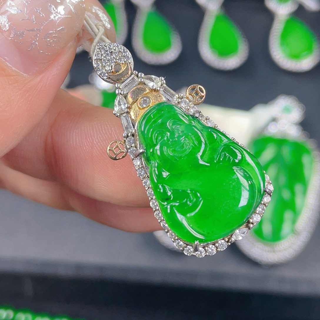 翡翠吊坠(不含链)银S925镶嵌