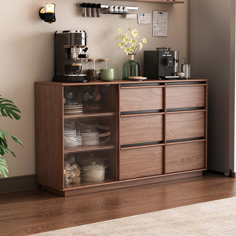 雷勒中古风实木餐边柜客厅一体靠墙现代简约北欧储物柜茶水柜边柜