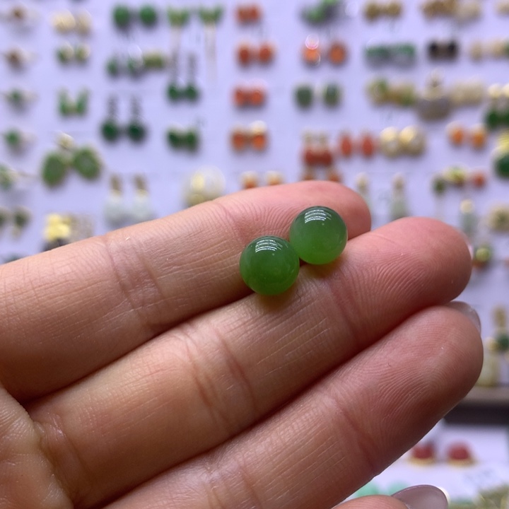 和田玉银S925镶嵌耳饰