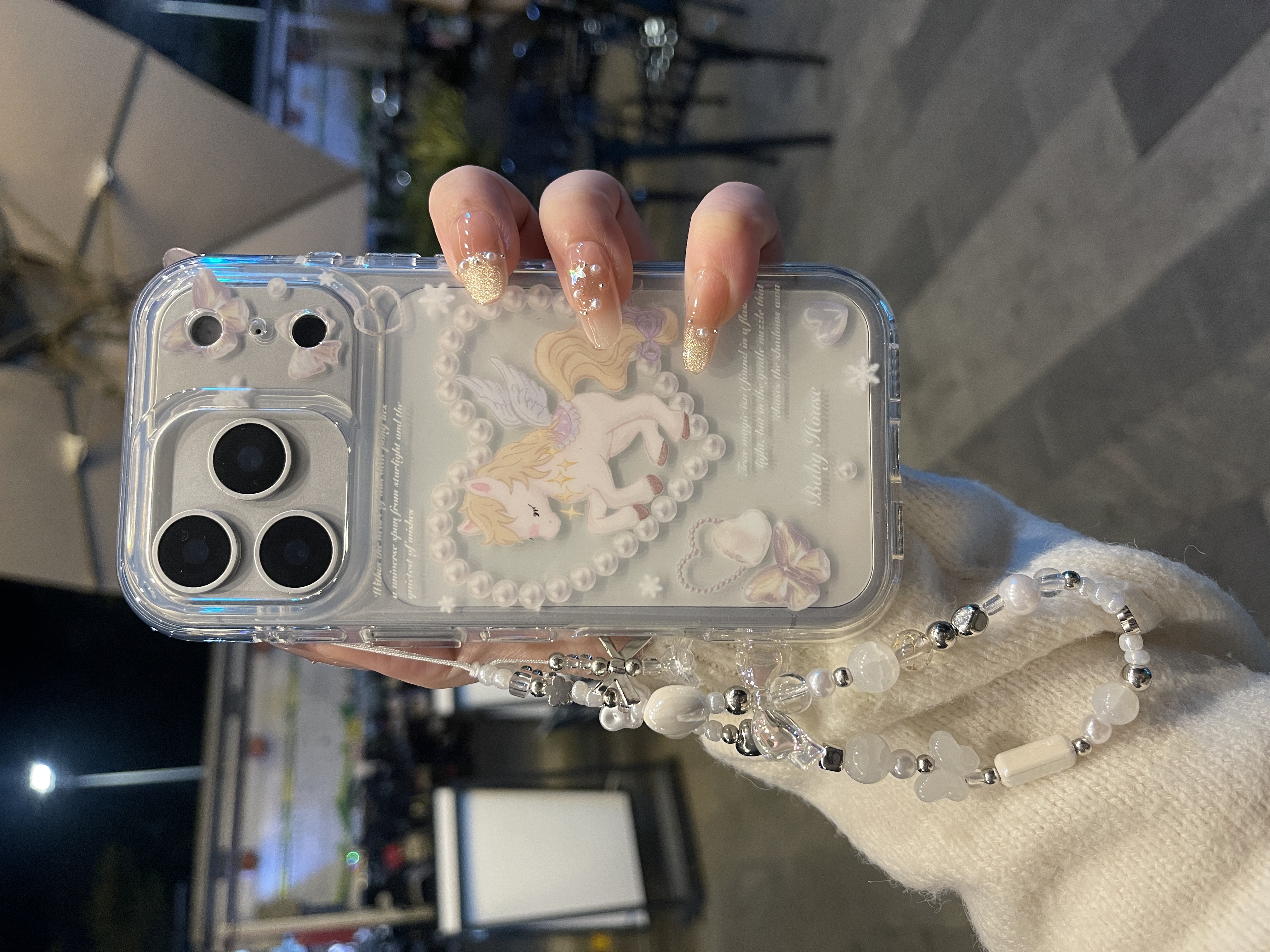 梦幻珍珠围爱心天使小马适用苹果17promax手机壳iPhone16防摔15女