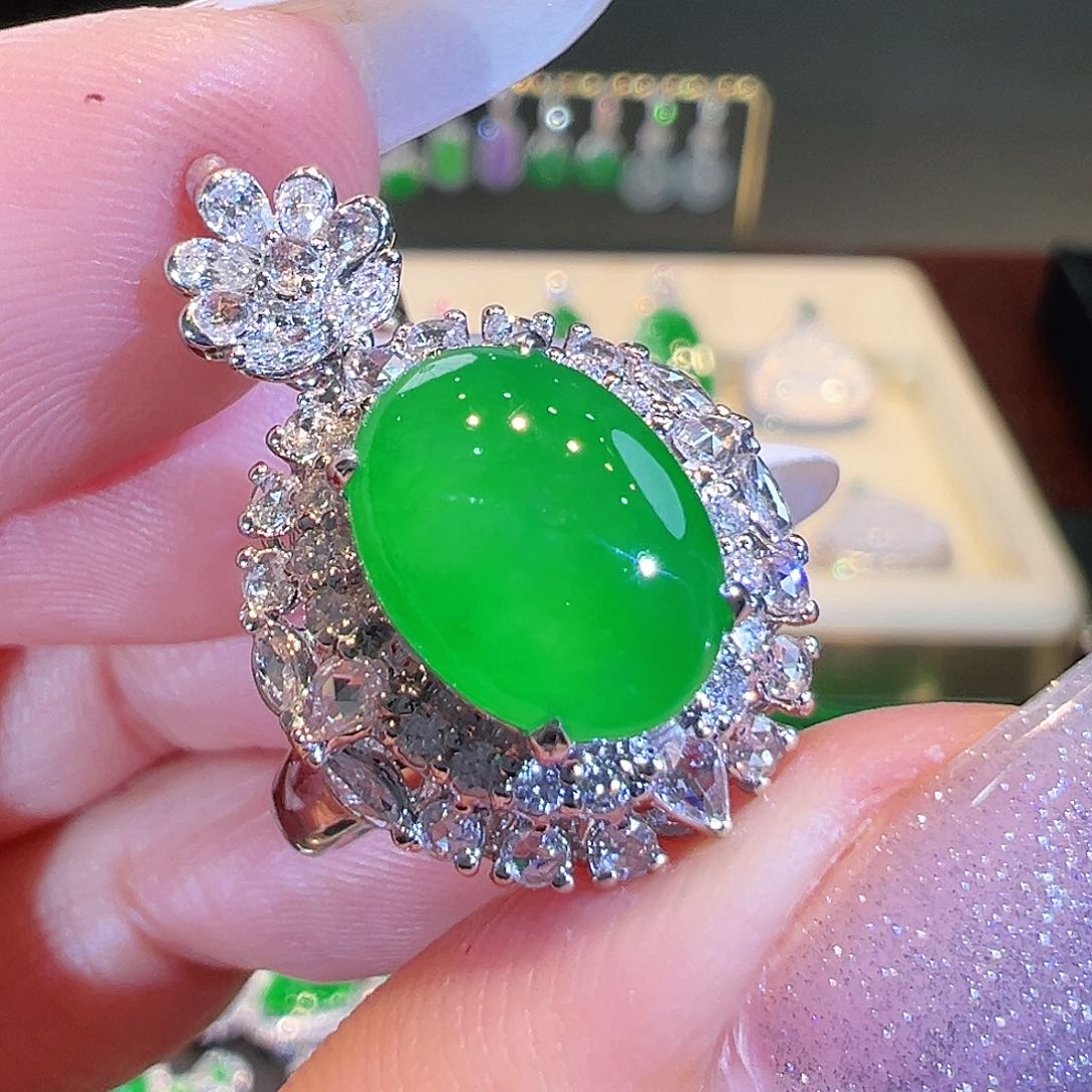 翡翠戒指18K金镶嵌两用款