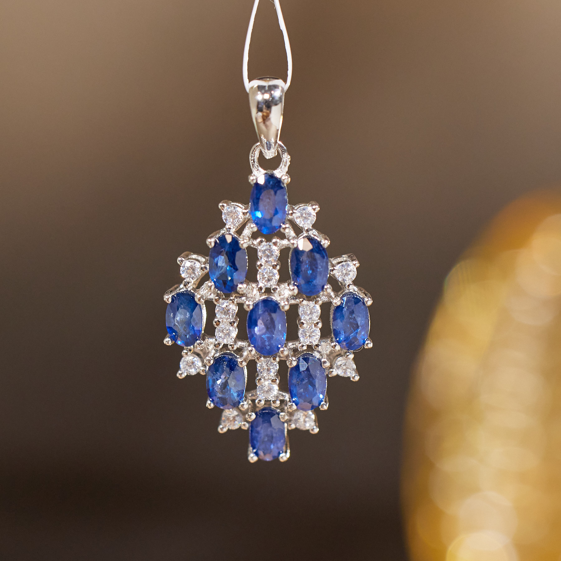 【歪歪】网格*蓝宝吊坠*925镶嵌W9672