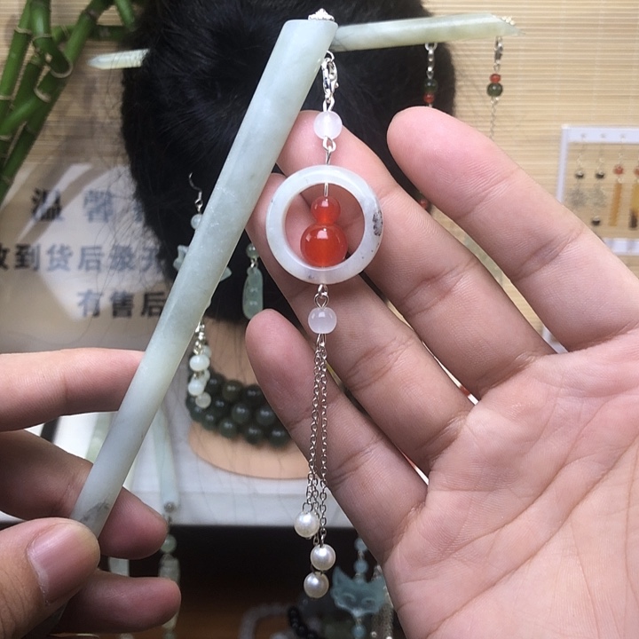 蛇纹石玉未镶嵌发簪