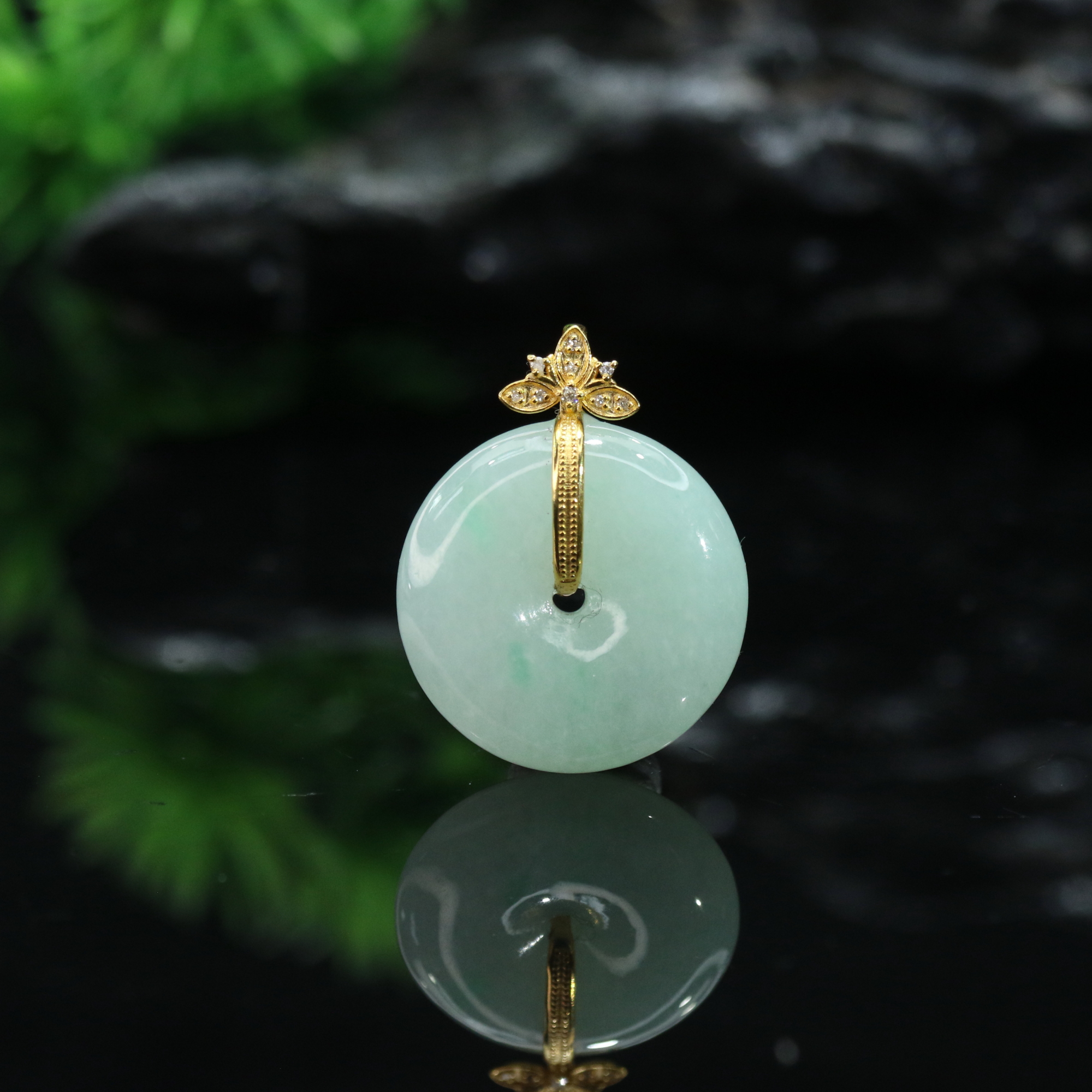 21天然缅甸翡翠A货18k平安扣吊坠/000086/上海嘉禾拍卖