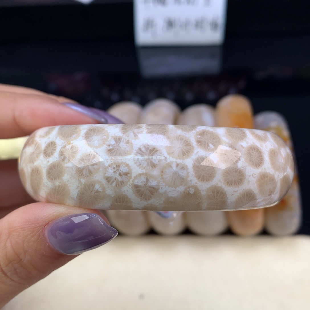 硅化珊瑚（珊瑚玉）未镶嵌颈饰精美手镯五折59.2口（20号）