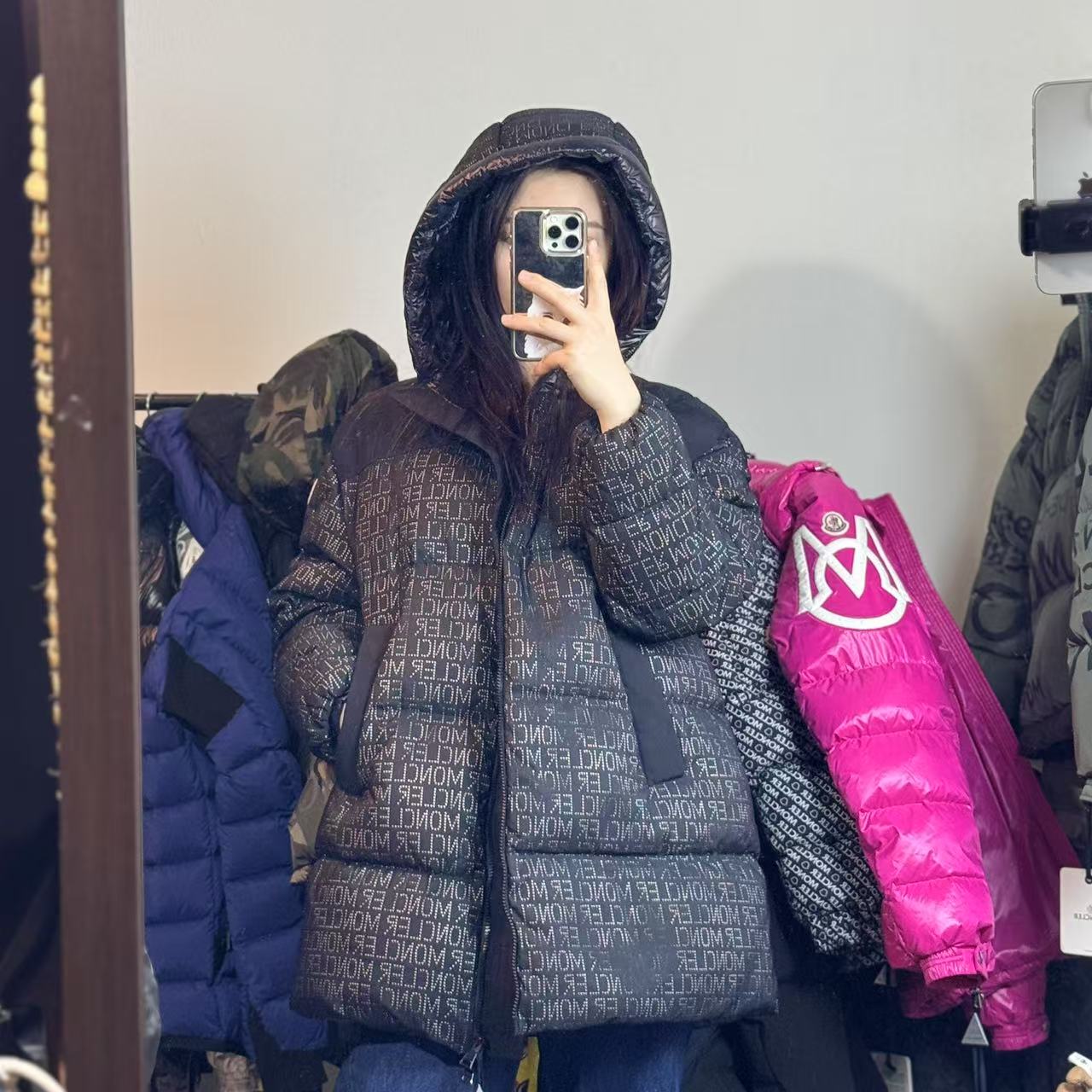 未使用 MONCLER 盟可睐/GG/GRANDVAL女士黑色羽绒服 福利款
