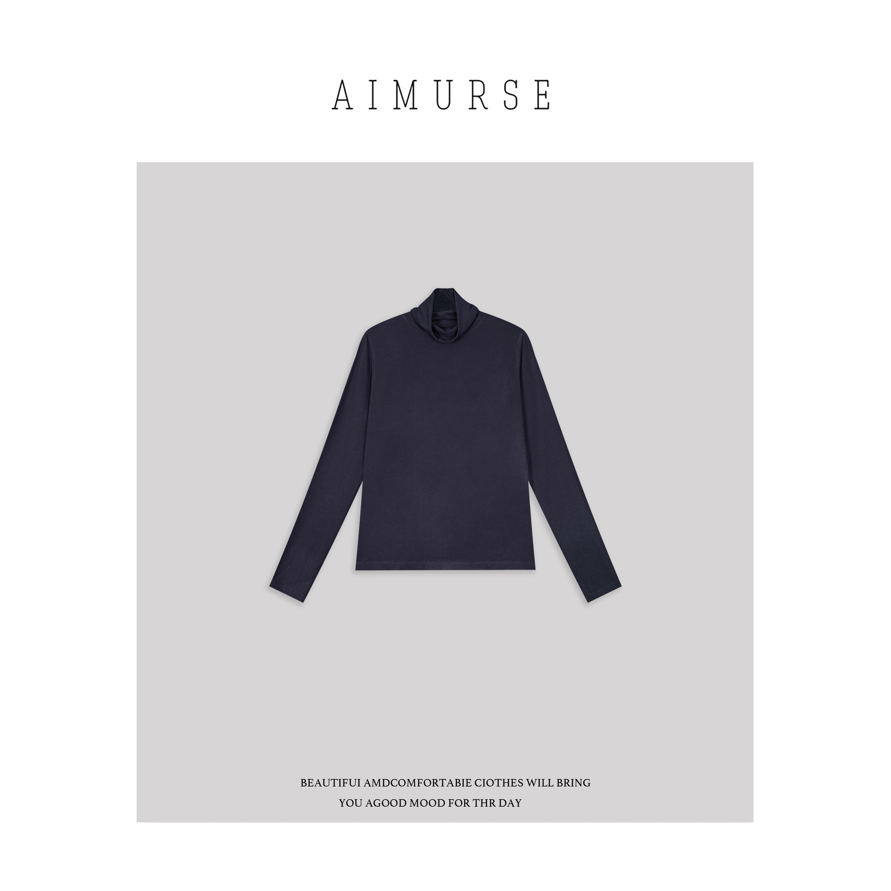 AIMURSE【搭配助攻】小众设计师 半高领冬季保暖休闲T恤 AM80125