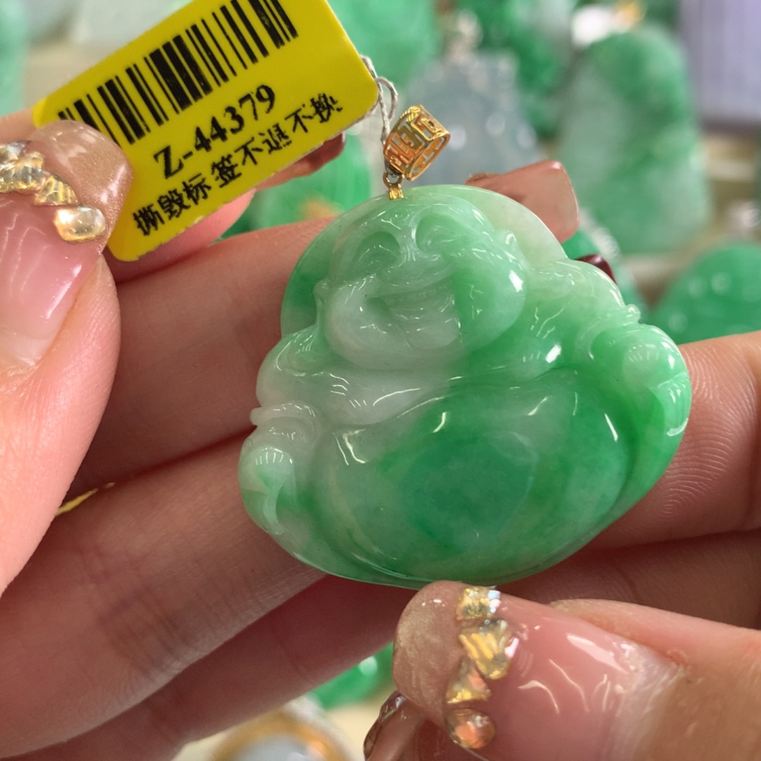 翡翠吊坠(不含链)18K金镶嵌