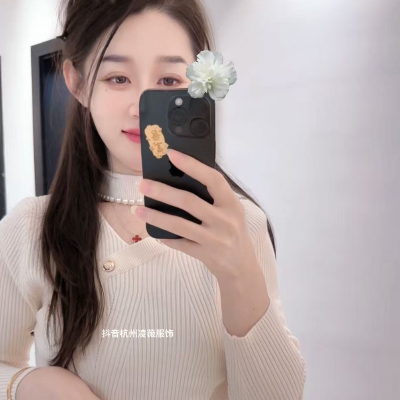 镂空V领毛针织衫打底毛衣5023