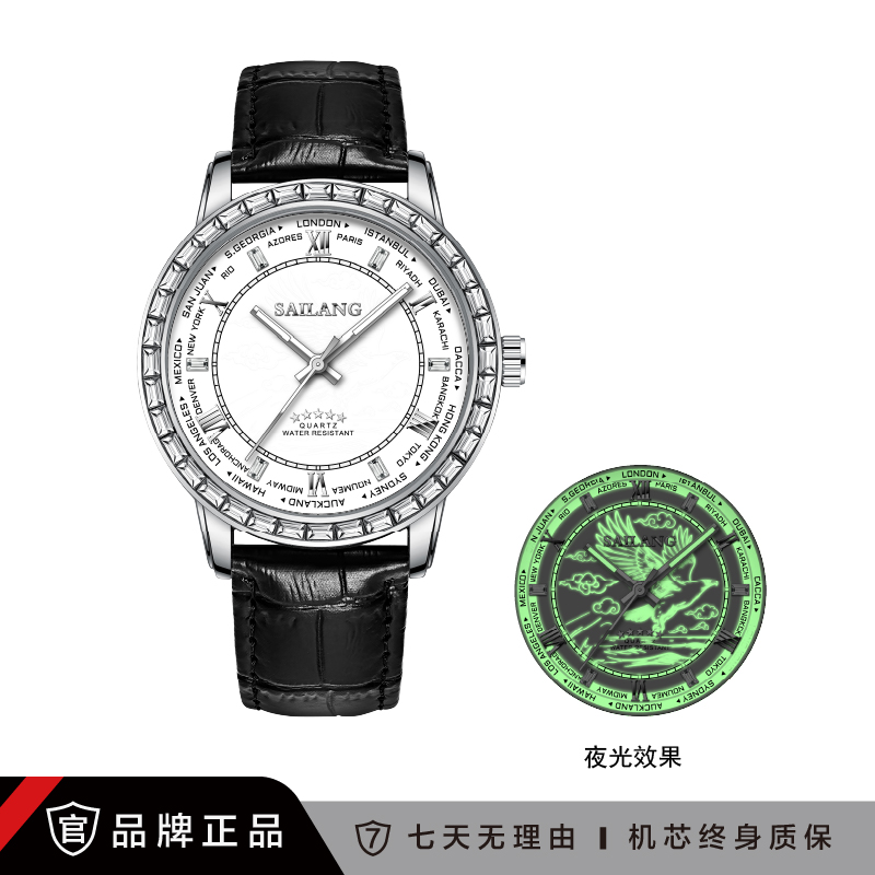SAILANG 正品新款大鹏系列背透自动飞轮双机芯男士腕表6603-15