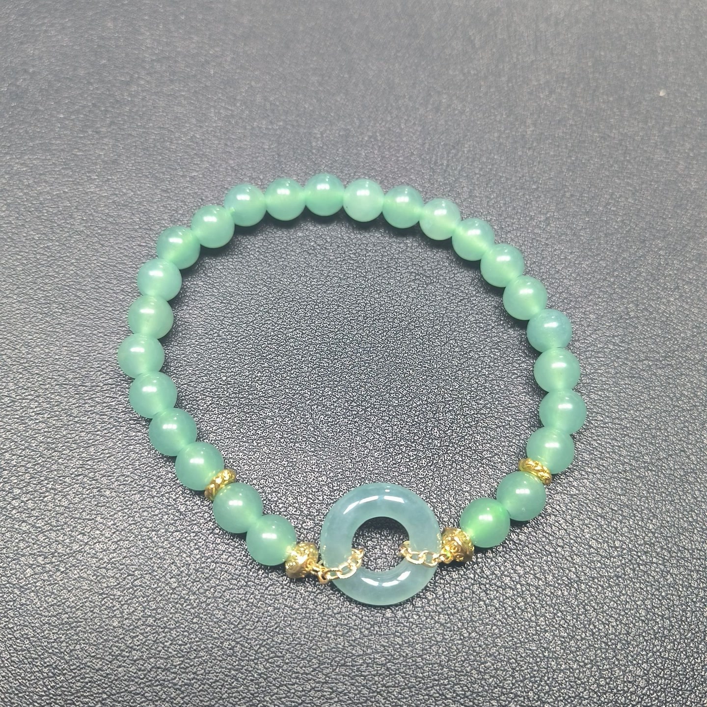 翡翠A货甜甜圈F134-吊坠玉石珠链