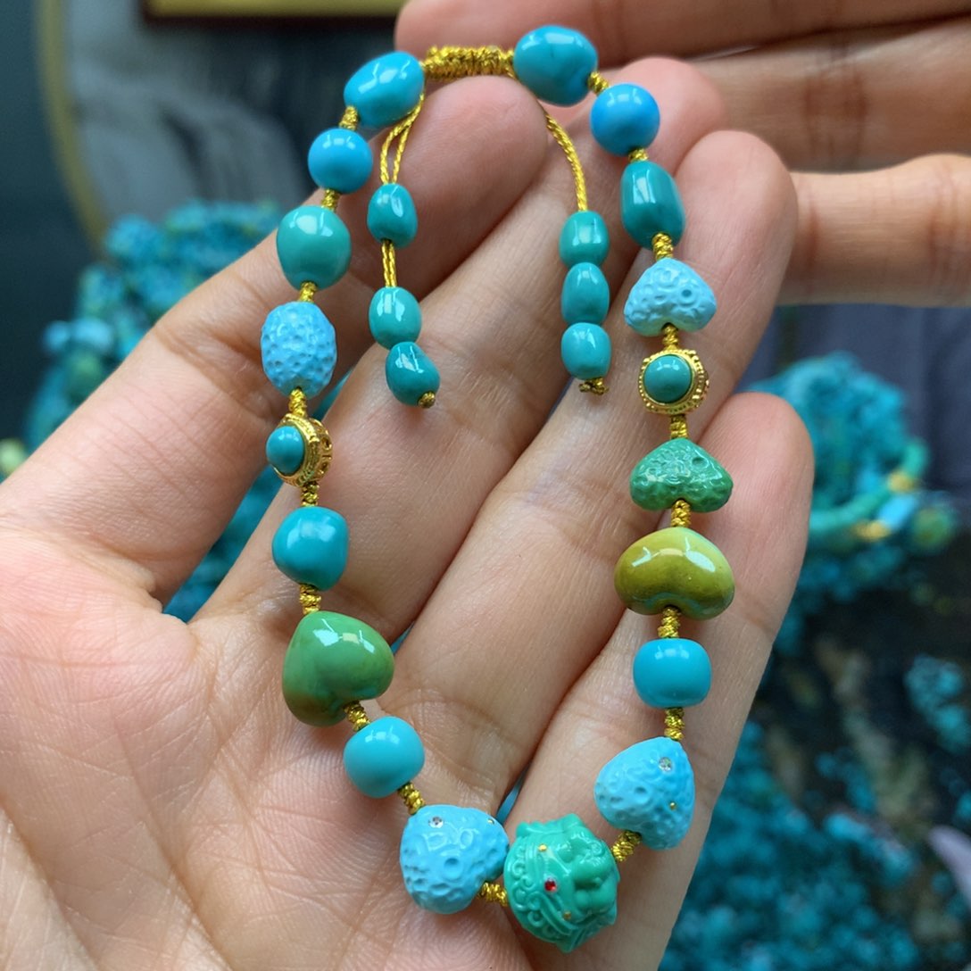 绿松石手串18K金镶嵌