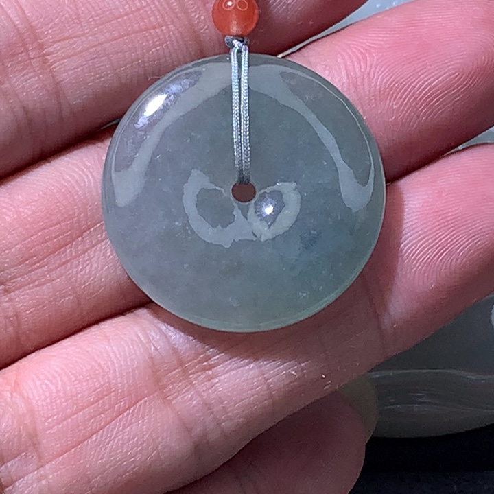 翡翠未镶嵌颈饰炸/冰油青平安扣