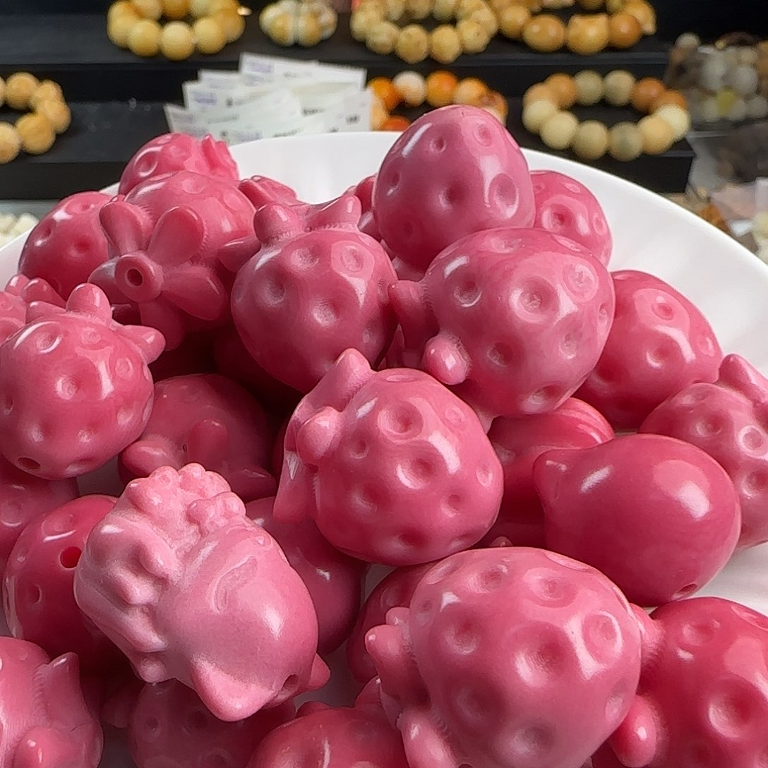 吊坠菩提根/象牙果微瑕疵粉色草莓4颗