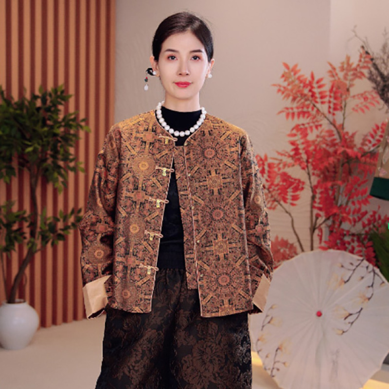 【老板娘专属】宝相花圆领上衣 S254