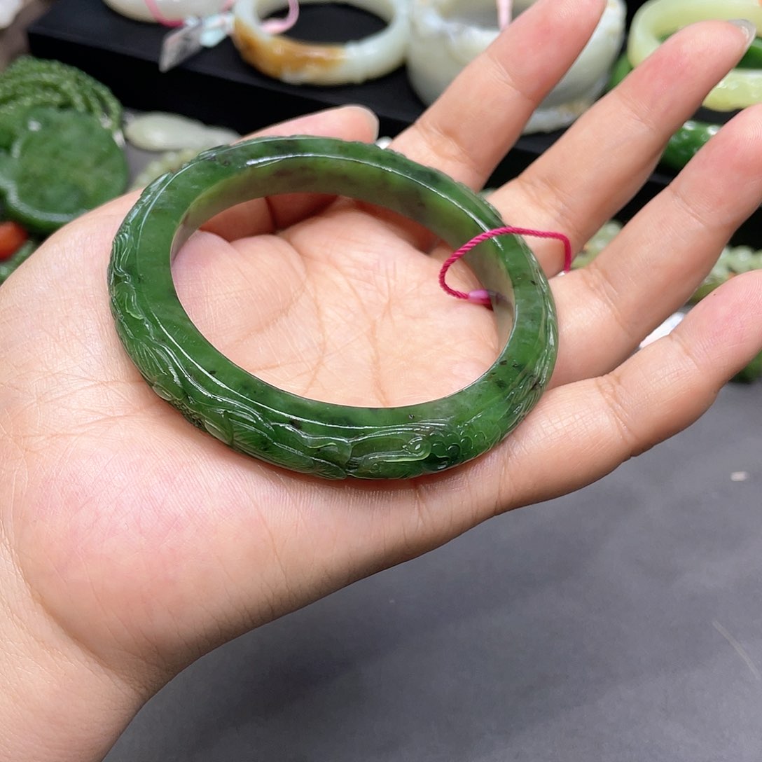 和田玉未镶嵌手镯6263圈口23